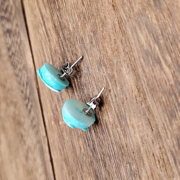 E210 Blue Sprinkle Frosted Donut Earrings Cute Trendy!